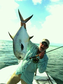 Sandy shows off a nice sized permit. 